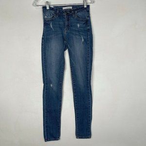 KanCan Skinny Mid Rise Stretch Jeans Denim Buckle Embellished Womens Size 24